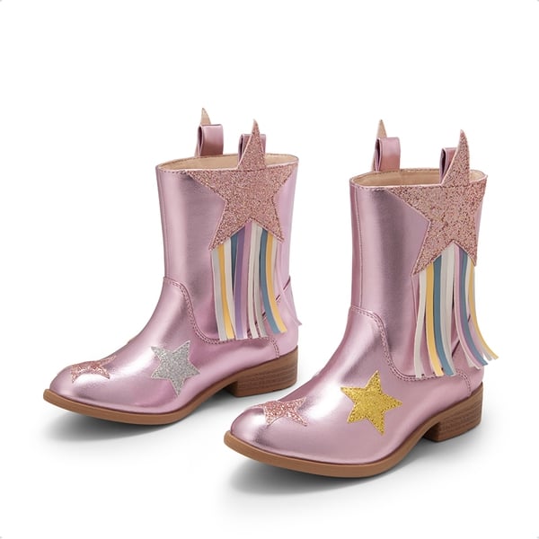 Kids Star Tassel Cowgirl Boots - PINK - 2